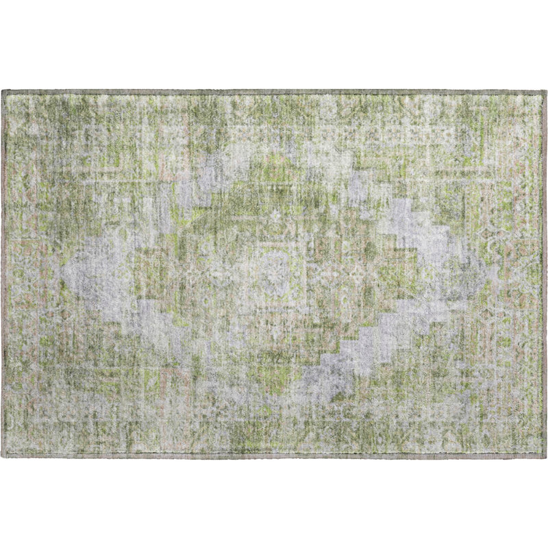 Premium Machine Washable Mayfield AMF2140 global Rug, 1'8" x 2'6", Aloe