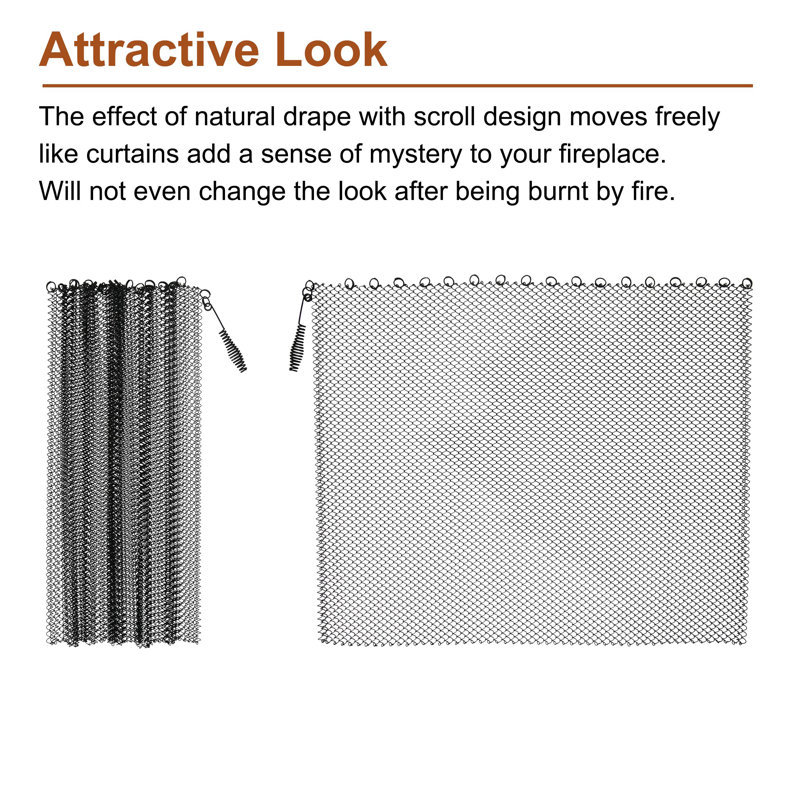 GOODPONDVIEW Fireplace Mesh Screen Curtain 18" High X 24" Inch Width X - View #2