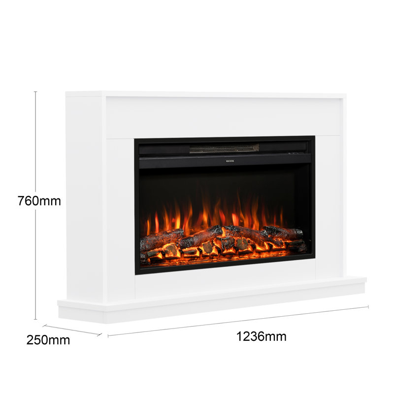 Salehurst Timber Electric Fireplace, 76cm H x 123.60cm W x 25cm D