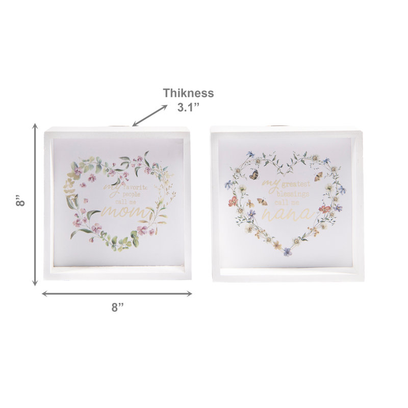 Framed Mdf Square Sign Mom/Nana Asstd - Set Of 2