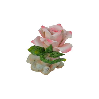 Porcelaine décorative rose avec tige Capodimonte 4 po de hauteur