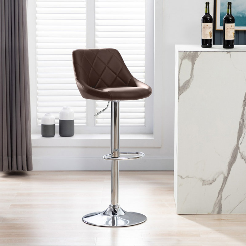 Abubokar Swivel Adjustable Height Bar Stool, Brown