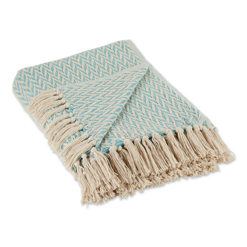 Jeté 100% coton , Aqua