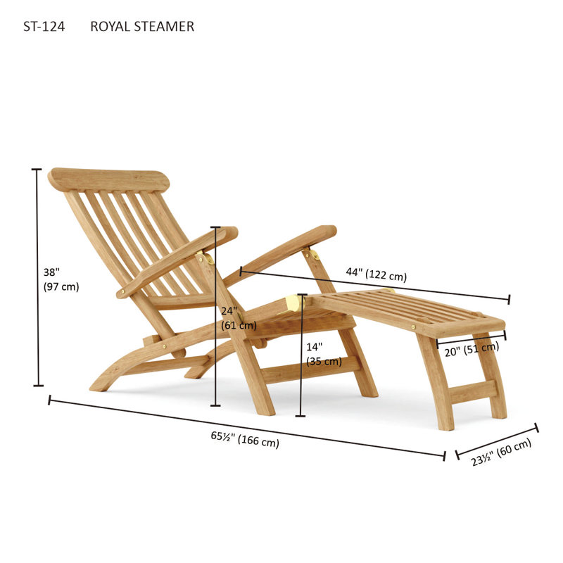 Royal Reclining Teak Chaise Lounge