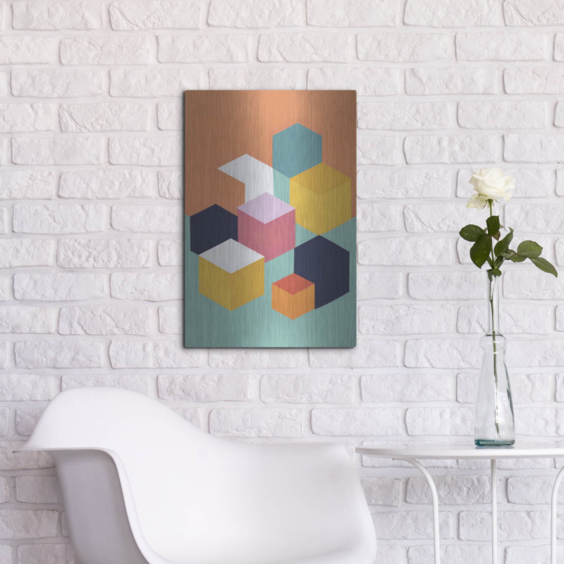 Ivy Bronx «Cubes» par Andreas Magnusson, art mural en métal, H 24 po x l 16 po