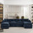 Modern Chenille Loveseat Sofa Couch With Ottoman-1360277066-1360277067