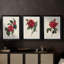 Red Botanical I - Toile tendue avec châssis sur mesure - 3 pièces-663387755-663387754