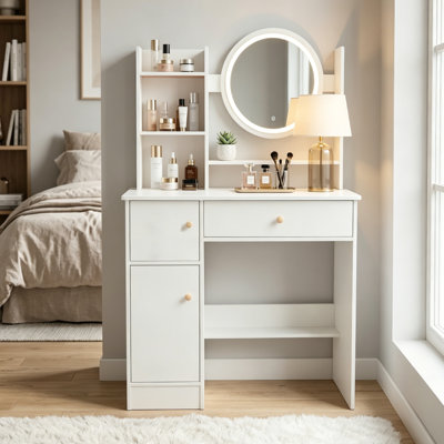 Coiffeuse pour coiffeuse avec tiroir, coiffeuse avec miroir, coiffeuse, coiffeuse pour chambre à coucher, vestiaire