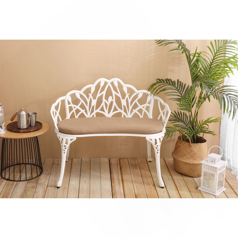 Mobilier d'extérieur en aluminium coulé avec banc floral, Blanc