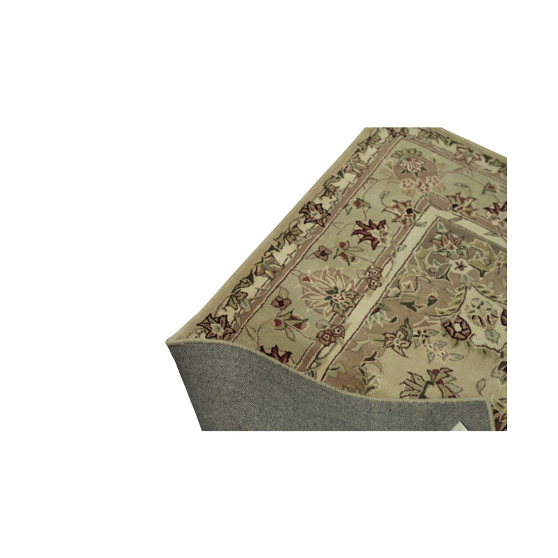Tapis doré et vert clair noué à la main de haute qualité