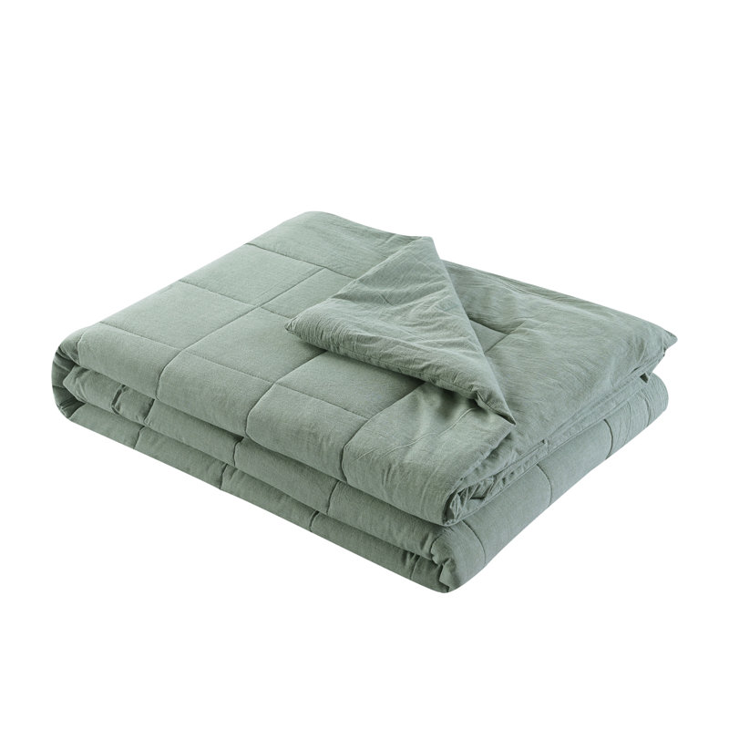 Couverture 100% coton délavé, Double, Vert