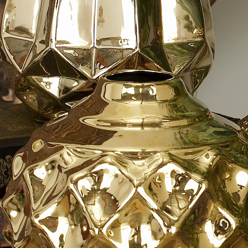 Gold Ceramic Decorative Vase with Varying Patterns Set, Golden