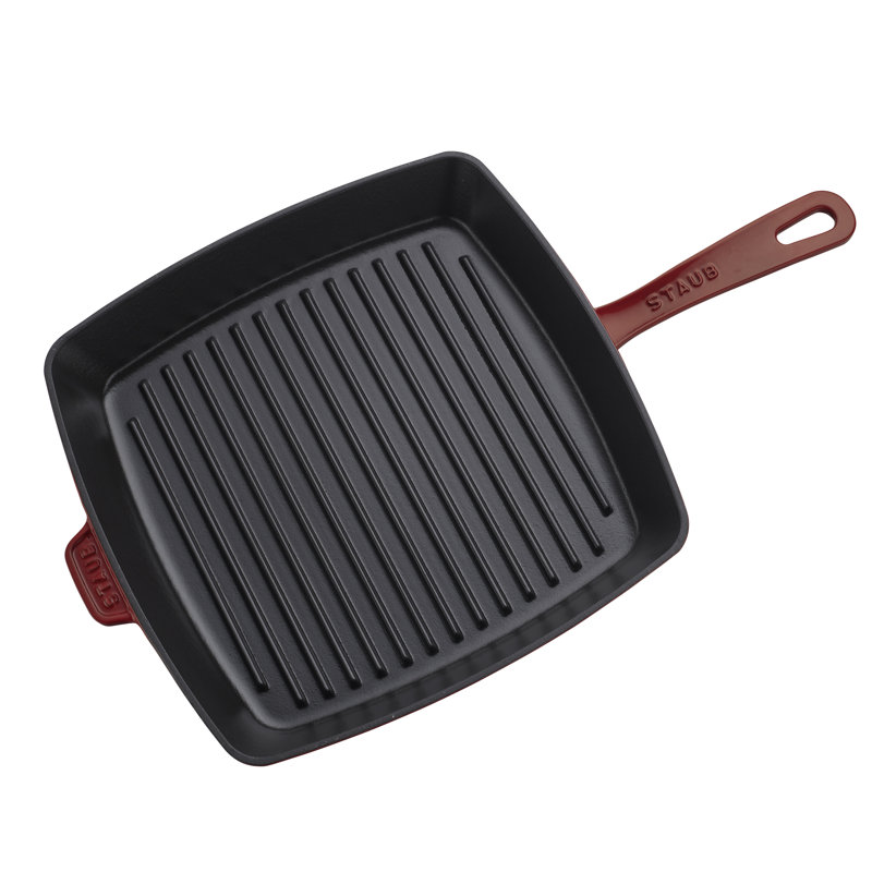 Staub Cast Iron Square Grill Pan, Grenadine, 12" x 12"