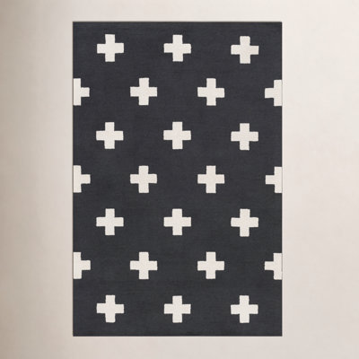 Cavan Black Hand-Tufted Geometric Wool Rug