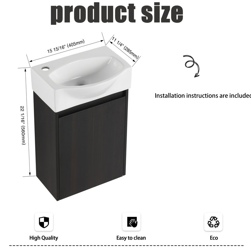 Ensemble de meuble-lavabo simple 15,94 po avec plateau en résine Nikoma