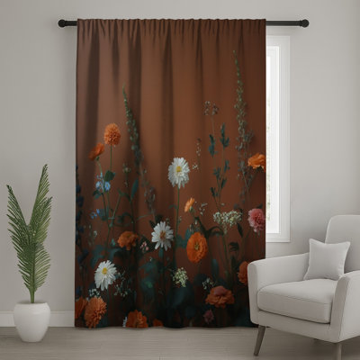 Assorted Wildflowers Bouquet Window Curtains, Wildflowers Sheer & Blockout Curtains - 1 Panel