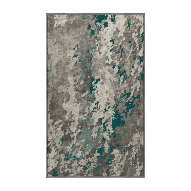 Tapis gris soyeux et moelleux, Rectangle 2 pi x 3 pi