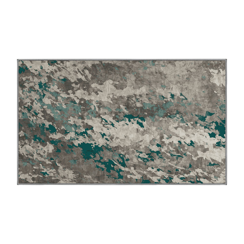 Tapis gris soyeux et moelleux, Rectangle 5 pi x 7 pi