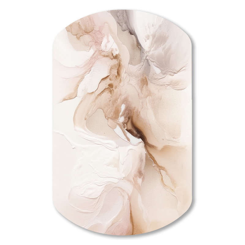 «Brown Abstract Delicate Marble II», art mural en métal cylindrique, reproduction d'art asymétrique moderne