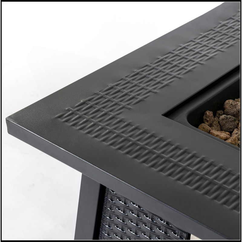 28-Inch Iron Square Propane Fire Pit Table