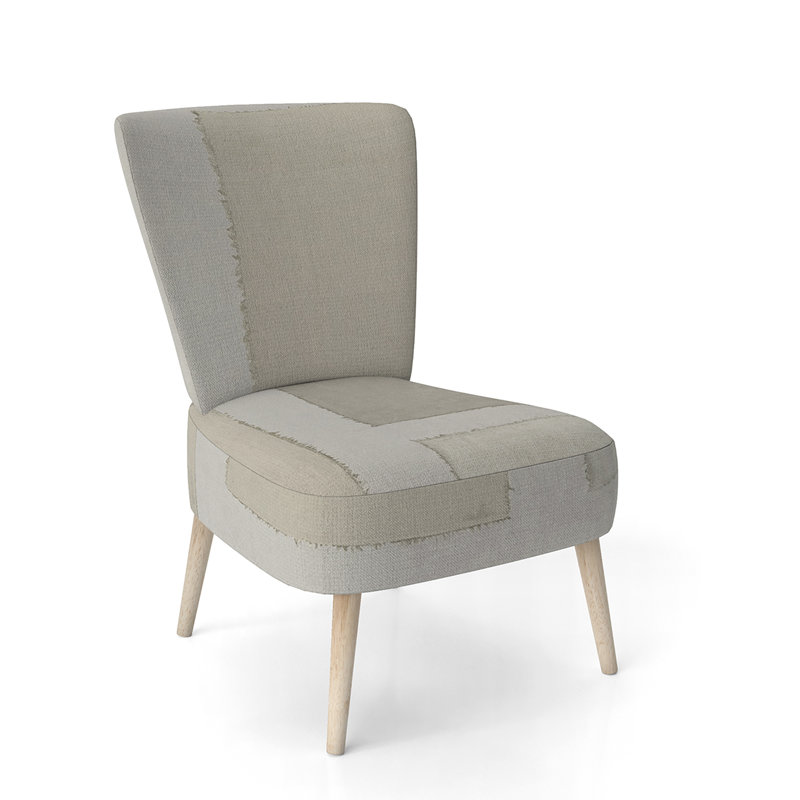 Upholstered Floral Side Chair - Modern floral Accent Chair, Geometric Beige Polyester Blend 2