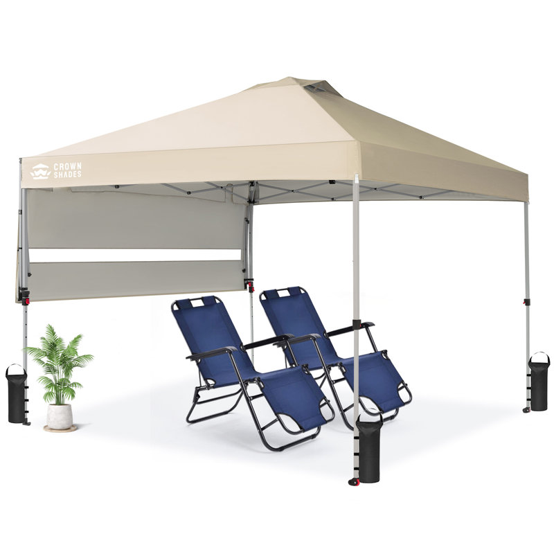 Remise commerciale en métal L 10 pi. D auvent instantané avec auvent prolongé et beige Centerlock breveté, Beige