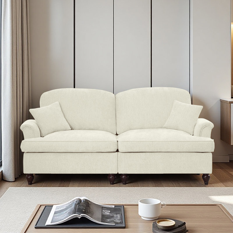 Sofa, Cloud Couch Sectional Sofa, Chenille Loveseat, 36.6" H x 76.4" W x 32.8" D, Beige