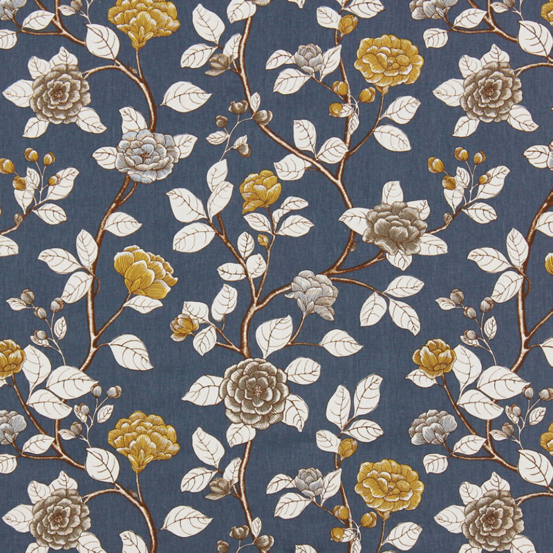 Dwellstudio Leda Peony Cotton Blend Fabric, Midnight