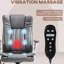 Chaise de bureau à hauteur réglable, grise, avec fonctions de vibration et de chaleur - massage et chauffage gris - revêtement, siège, rabattable, roues pivotantes sécurisées pour le confort au travail