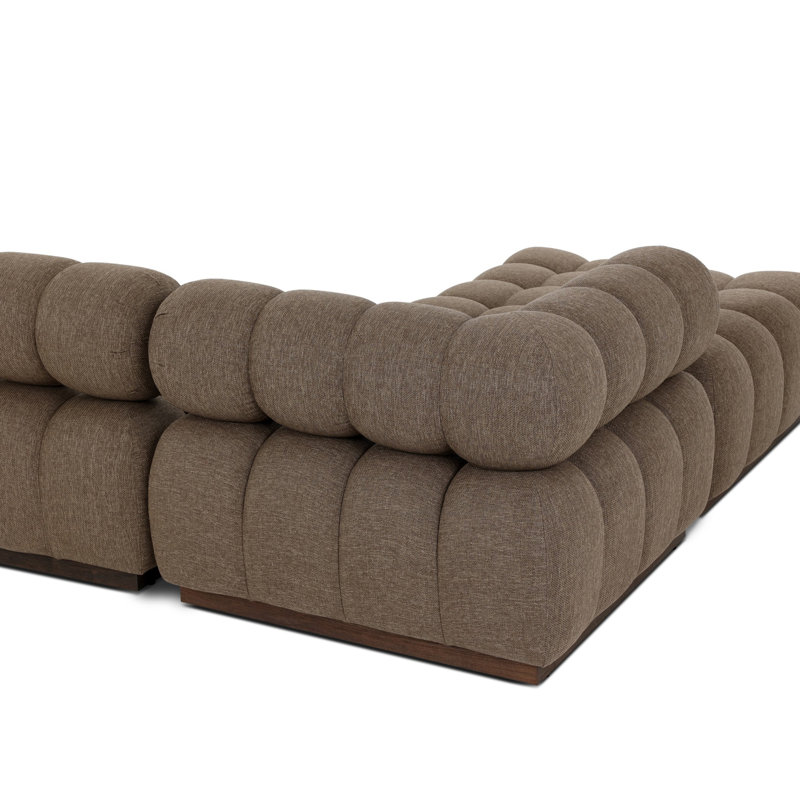 Roma Outdoor 4Pc Sectional W/ Ottoman-Hayes Cream, Hayes Cream Cushion/Stained Saddle Frame