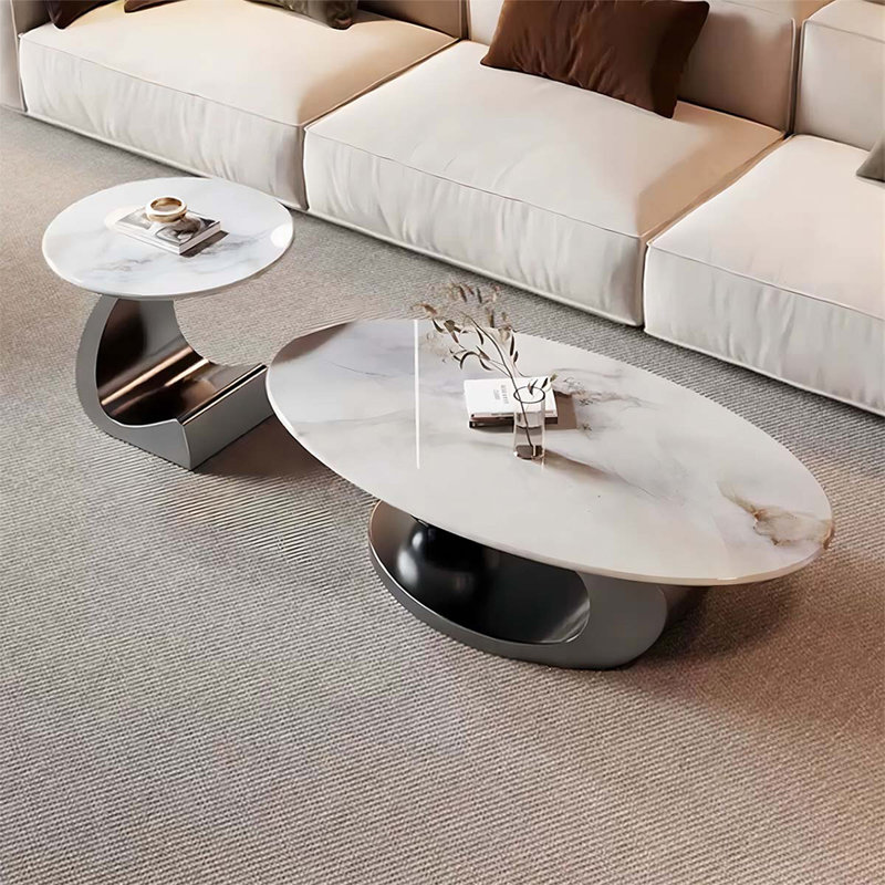 Picture colour Solid + Manufactured Wood Round Coffee Table Sets, 16.54" H x 47.24" L x 27.56" W