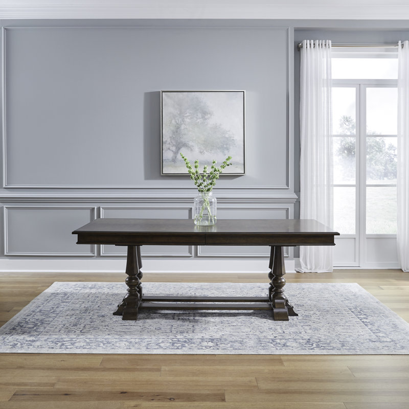  Tawona Opt Trestle Dining Table Set w/ 4 Upholstered Chairs, 5 Pieces: Table, 4 Chairs