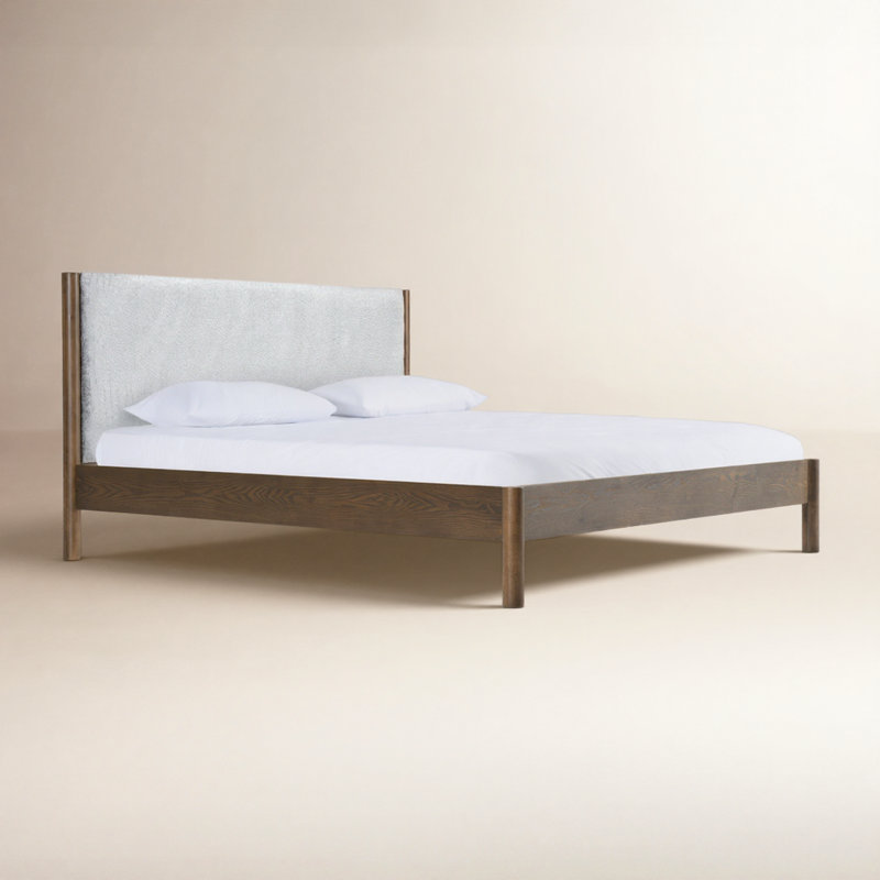 Nantucket - lit moderne en tissu gris et wengé, Grand