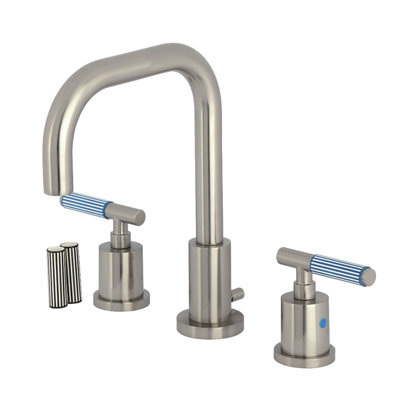 Kingston Brass Synchronous Two-Handle 3-Hole Deck Mount Widespread Bathroom Faucet with Brass Pop-Up Drain