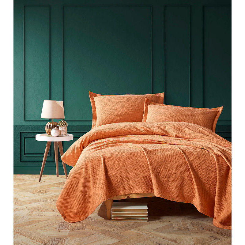 Ensemble de housse de couette 100% coton 3 pièces Daryl, Orange