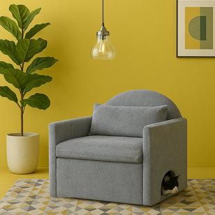 Modern Chenille Oversized Armchair With Pet Tunnel – Upholstered Single Sofa Chair With Hidden Pet Nook For Living Room Or Bedroom,
