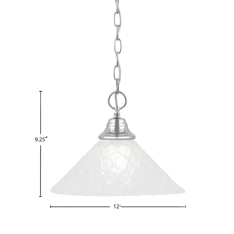Chain Hung Pendant Shown With 12" Italian Bubble Glass, 12" W, Chrome