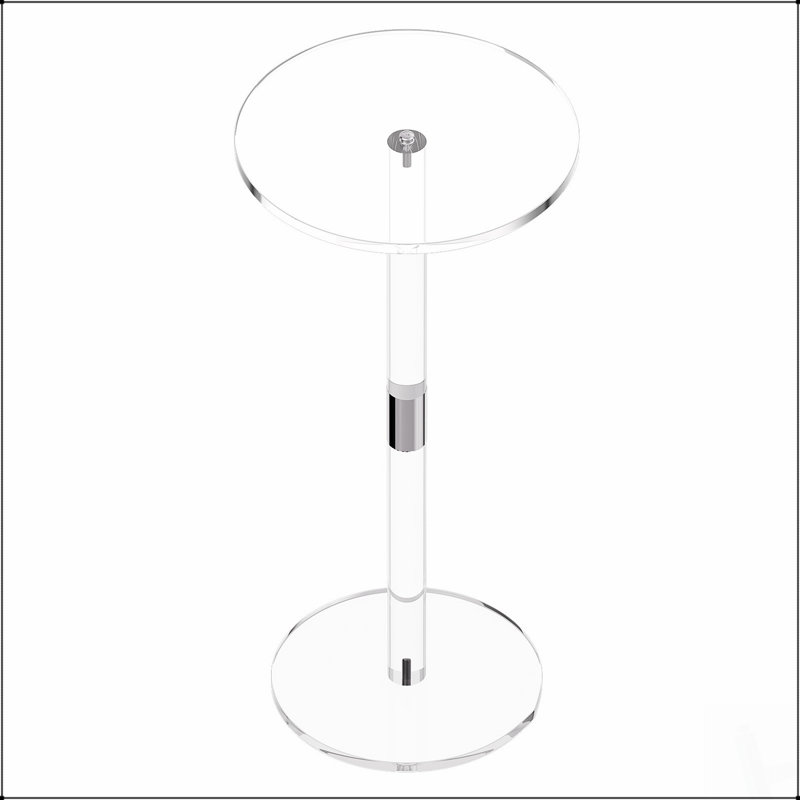 Clear Acrylic Drink Table with Solid Post, Modern and Durable for Coffee, Snacks, and Easy Assembly