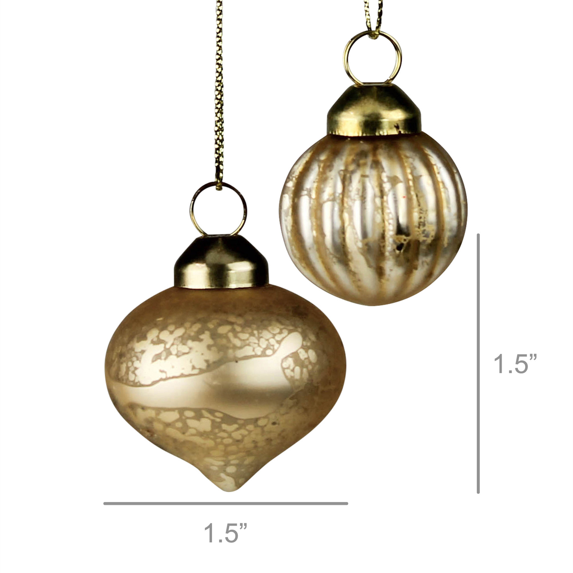 8 Piece Christmas Ball Ornament Set, Gold