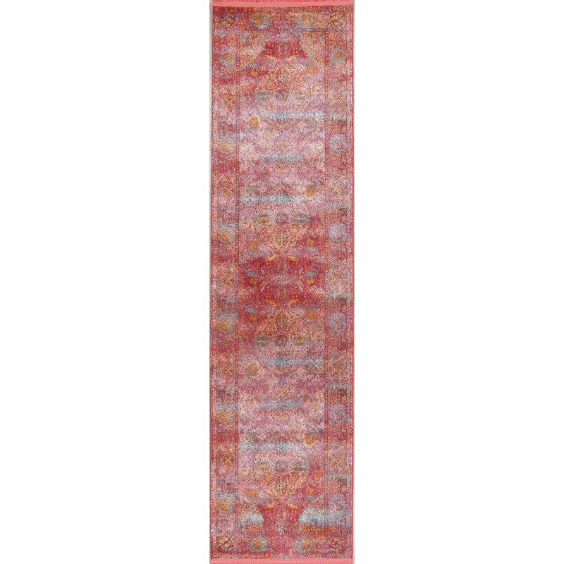 Tapis rouge à imprimé animalier, Tapis de couloir beige