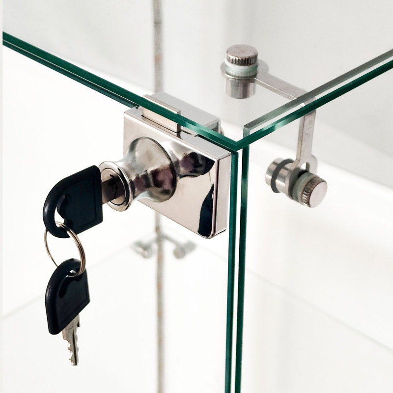 Modern White Tempered Glass Display Cabinet With Bluetooth Led Lights, Smart Motion Sensor, Locking Casters, And Adjustable Shelves