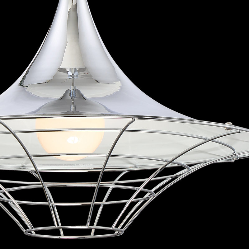 Luminaire suspendu conique 1 lumière, Chrome