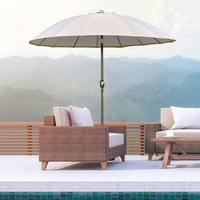 Aarun 279cm Tilt Beach Parasol, Cream White