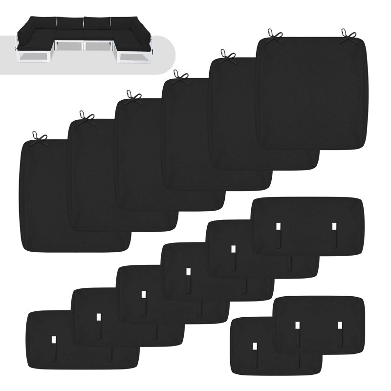 Outdoor 4'' Sectional Cushion Cover, Black