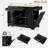 Fluted Rolling Kitchen Island With Trash Can Storage Cabinet, Power Outlet, Internal Storage Rack, 3 Drawers, 3 Open Side Racks
