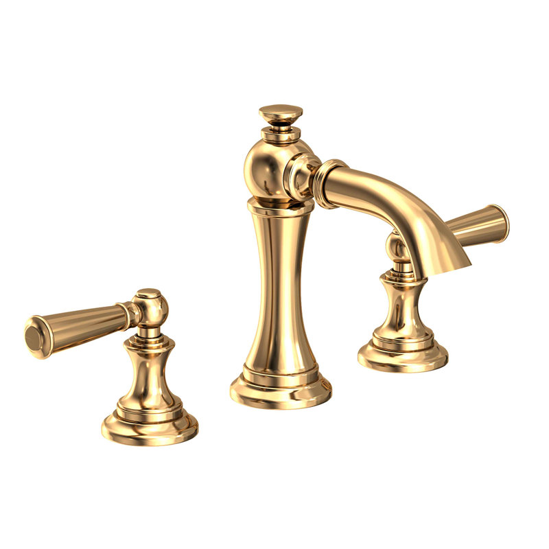 Sutton Widespread Bathroom Faucet with Drain Assembly, Uncoated Polished Brass (Living, non-returnable)