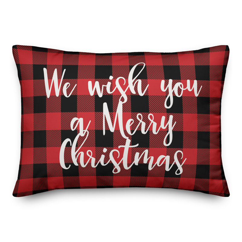  We Wish You a Merry Christmas in Buffalo Check Plaid Lumbar Pillow