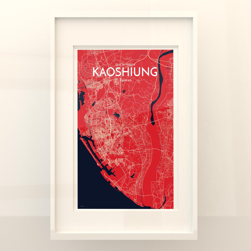 Kaoshiung City Map In Nautical - No Frame Print, 17cm H x 11cm W x 0.05cm D