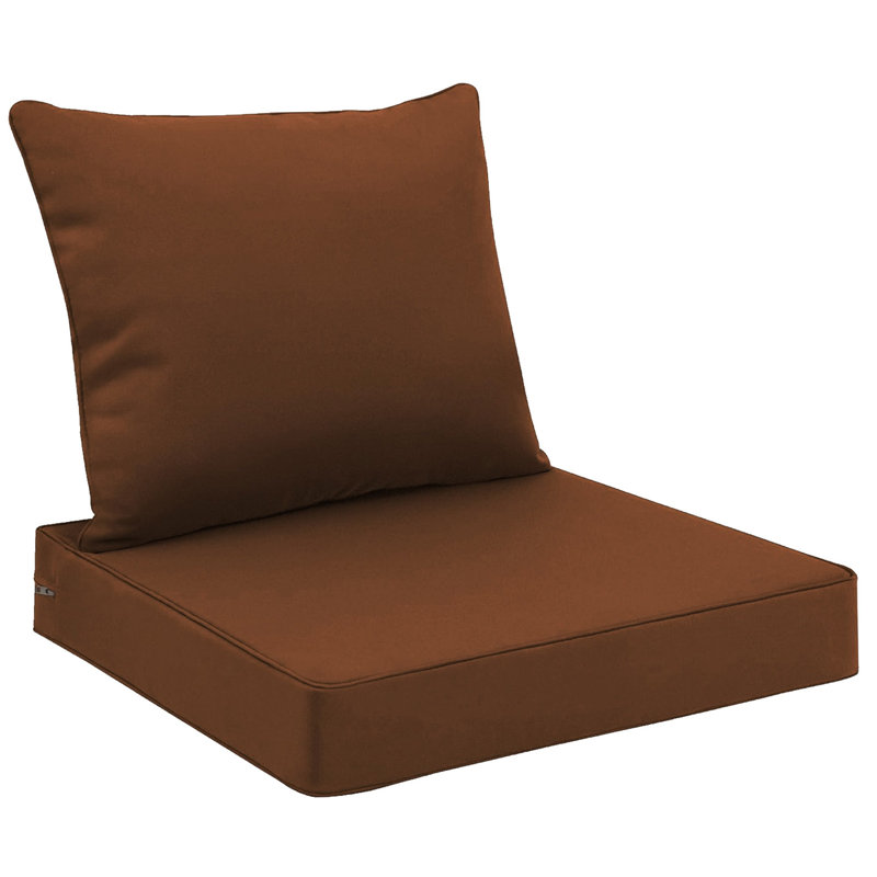 Outdoor Seat And Back Cushion Set，Patio Furniture Cushions With Removable Cover, Brown, 22" W x 22" D