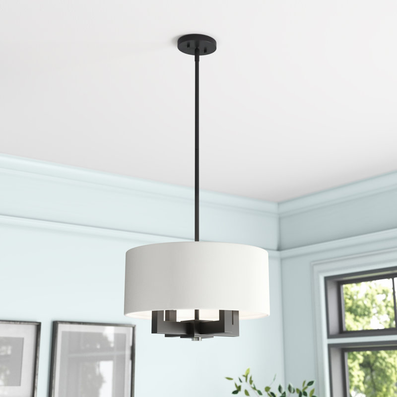 Lustre cylindrique à 4 lumières Litzy, Nickel brossé, H 18,5 po x l 18 po x P 18 po